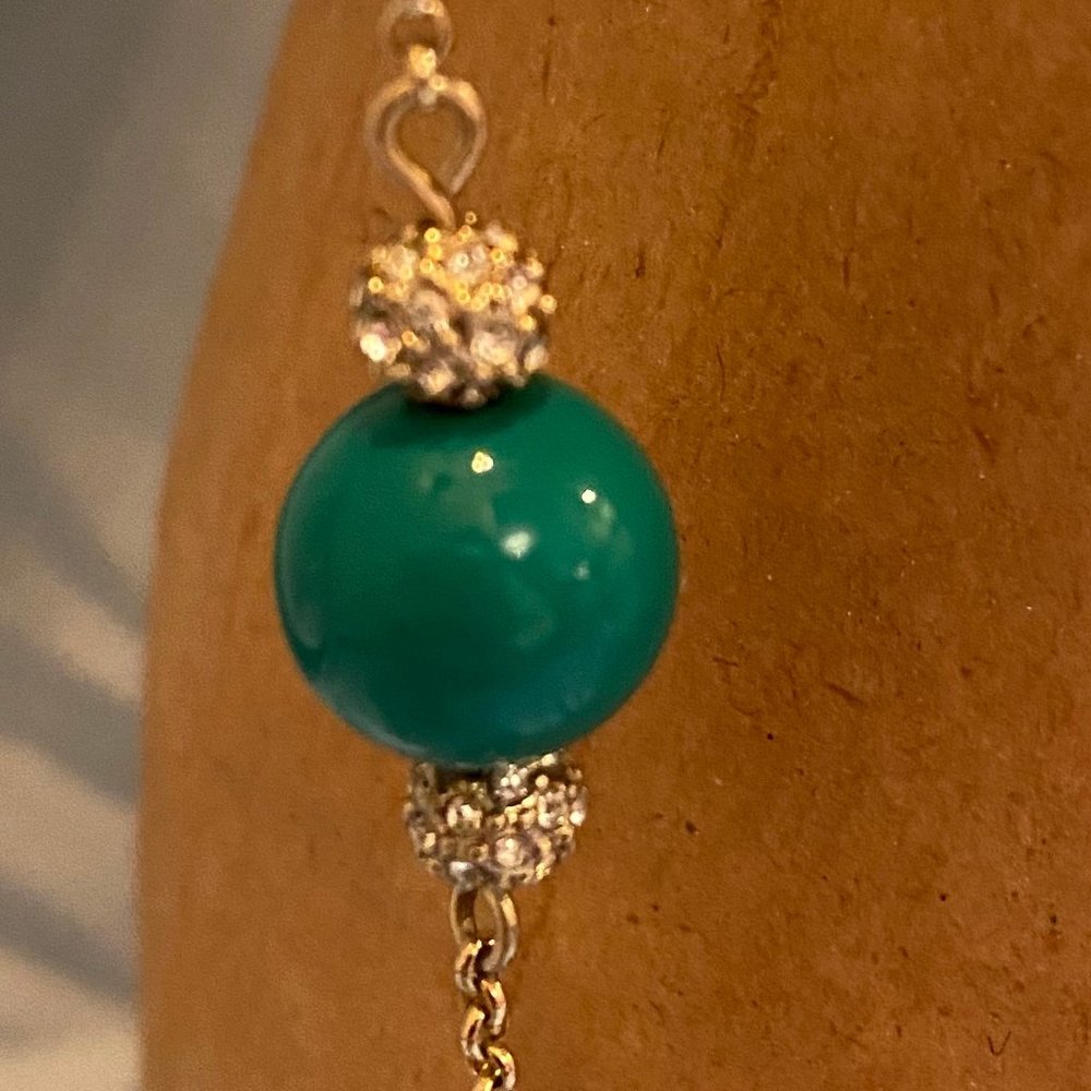 Ann Taylor Beaded Jade Green and Crystal Necklace - Picture 4 of 10